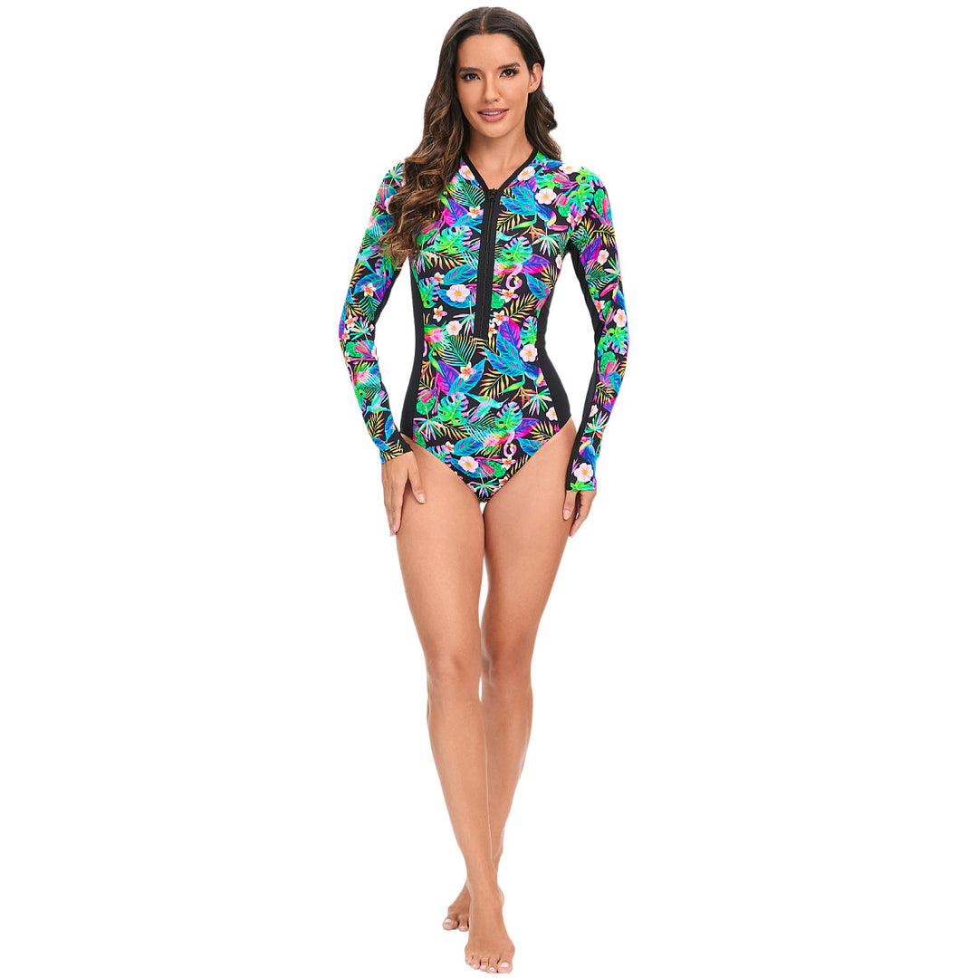 Damen Langarm-Schwimmanzug mit floralem Design Drune