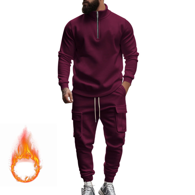 Herren nan sportlicher Cargo-Jogginganzug mit Troyerkragen Drune