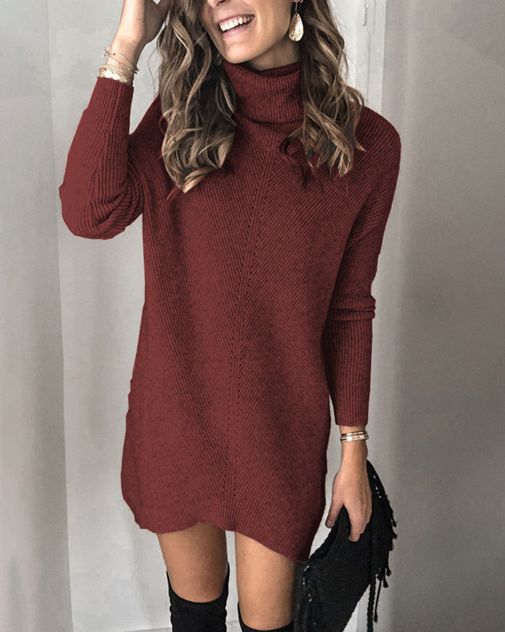 Damen Strickkleid mit hohem Kragen Drune