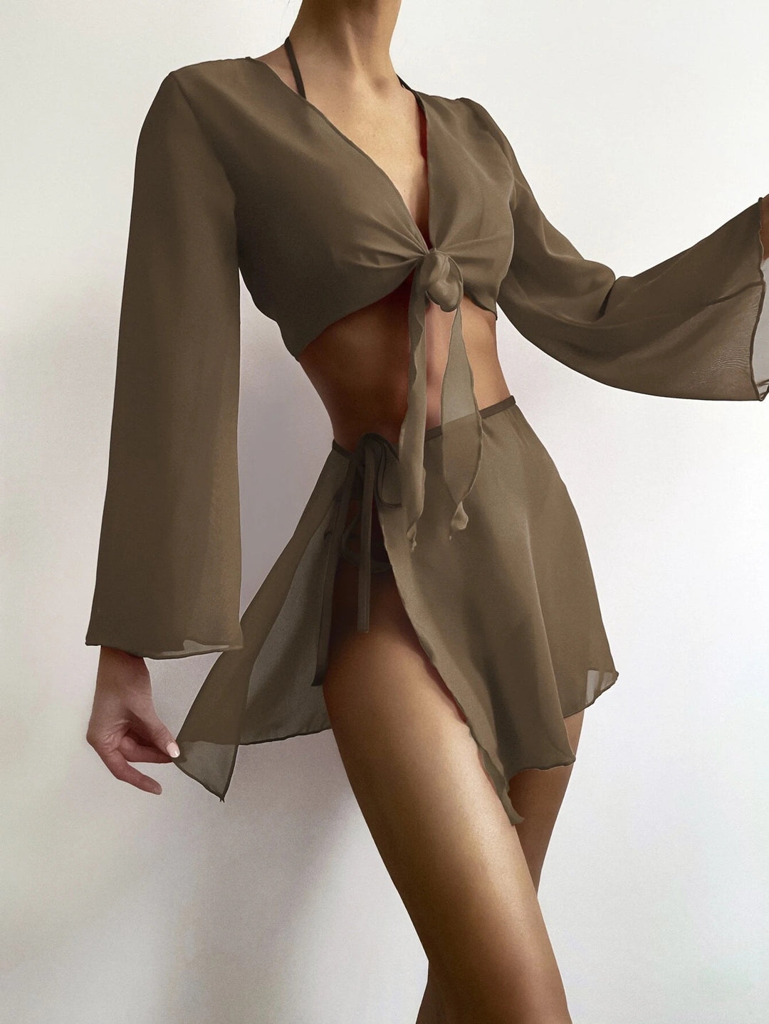 Damen Baumwoll Strandset mit lässigem Wickeldesign Drune