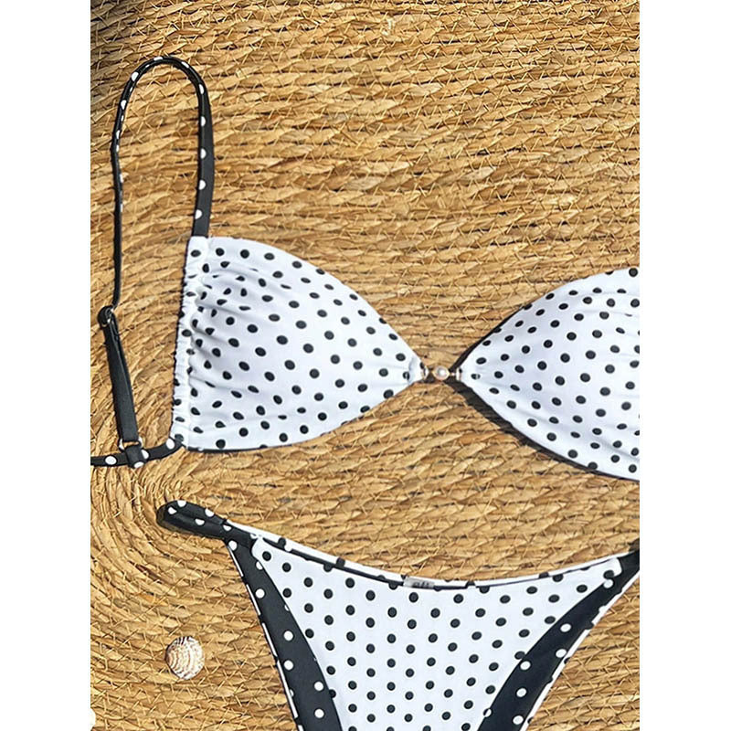 Damen Triangel-Bikini mit verspieltem Punktemuster und eleganten Akzenten Drune