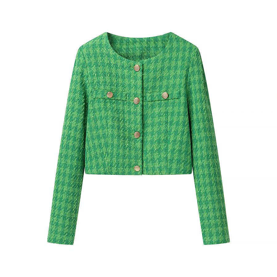 Damen modische kurz geschnittene Blazerjacke mit eleganten Knopfdetails Drune