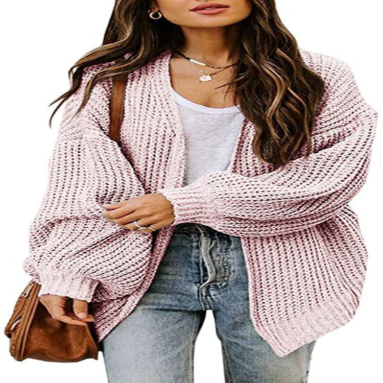 Damen Grobstrick-Pullover mit voluminösen Ärmeln und lässigem Schnitt Drune