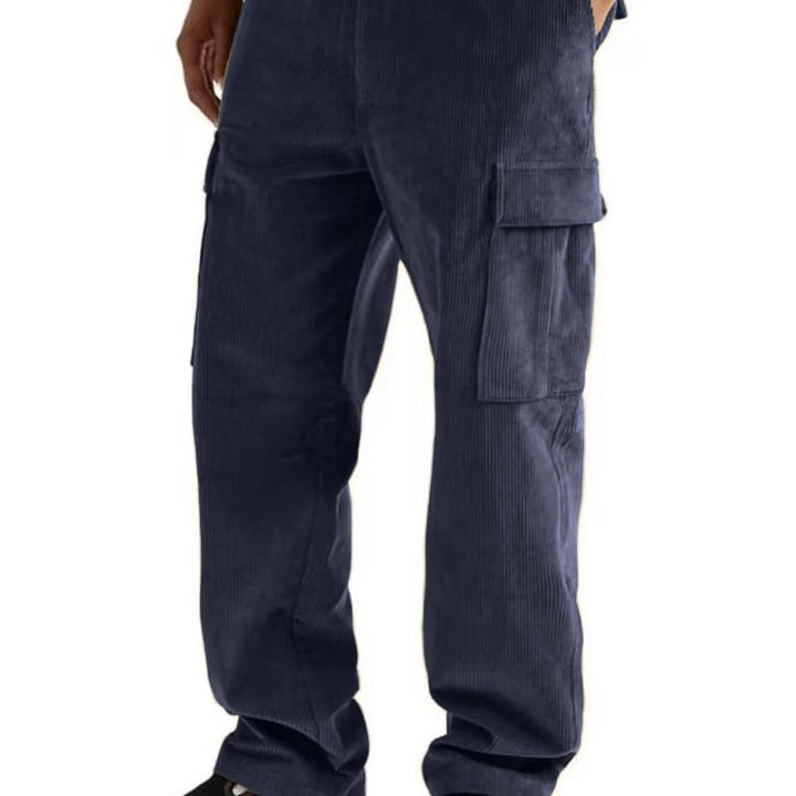 Herren nan Cord-Cargo-Jogginghose mit elastischem Bund, Kordelzug und aufgesetzten Klappentaschen Drune