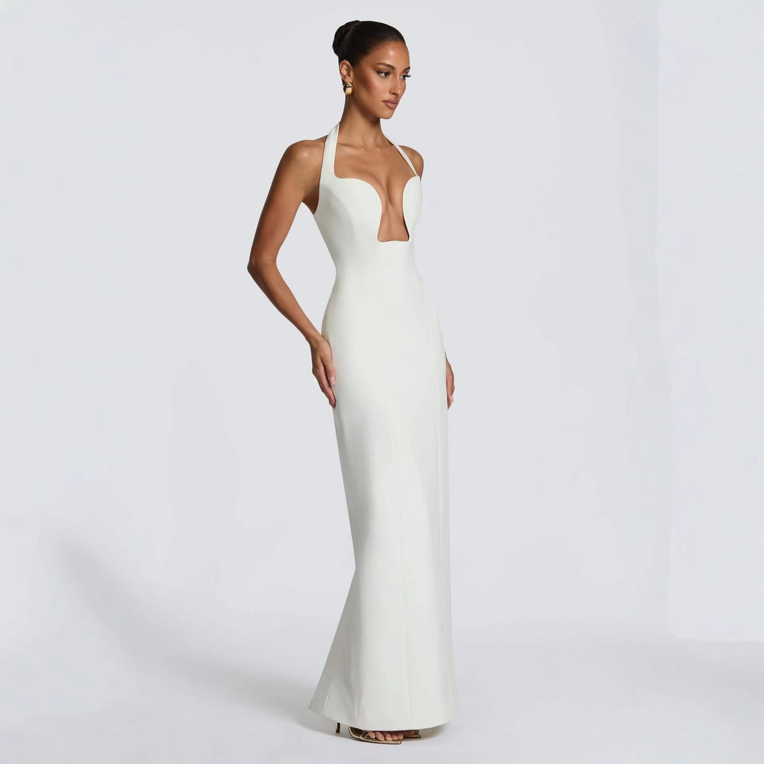 Damen Elegantes Abendkleid mit tiefem Herz-Ausschnitt und schwingendem Saum Drune
