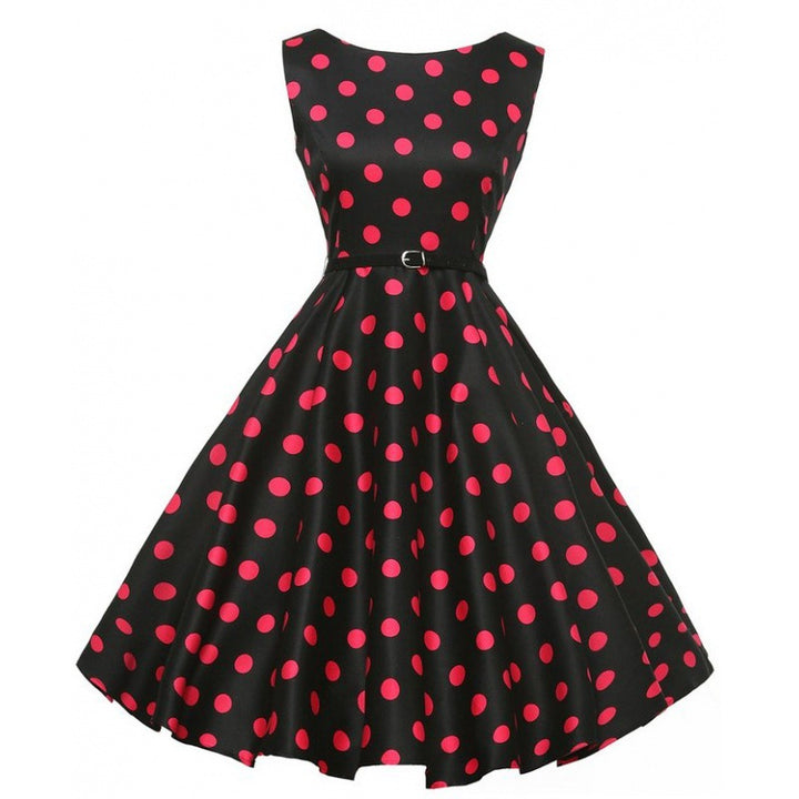 Damen A-Linien Kleid mit Punkten und tailliertem Design Drune