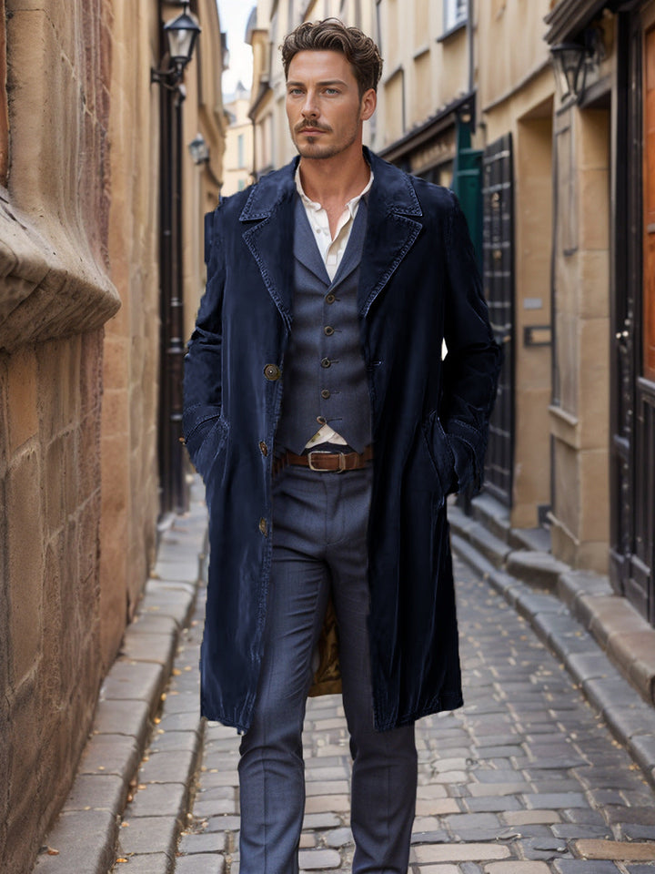 Herren eleganter Trenchcoat aus hochwertigem Gewebe mit praktischen Taschen Drune