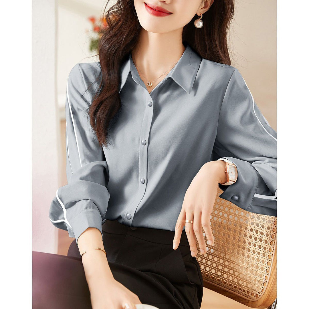 Damen elegante Bluse mit klassischen Knopfdetails Drune