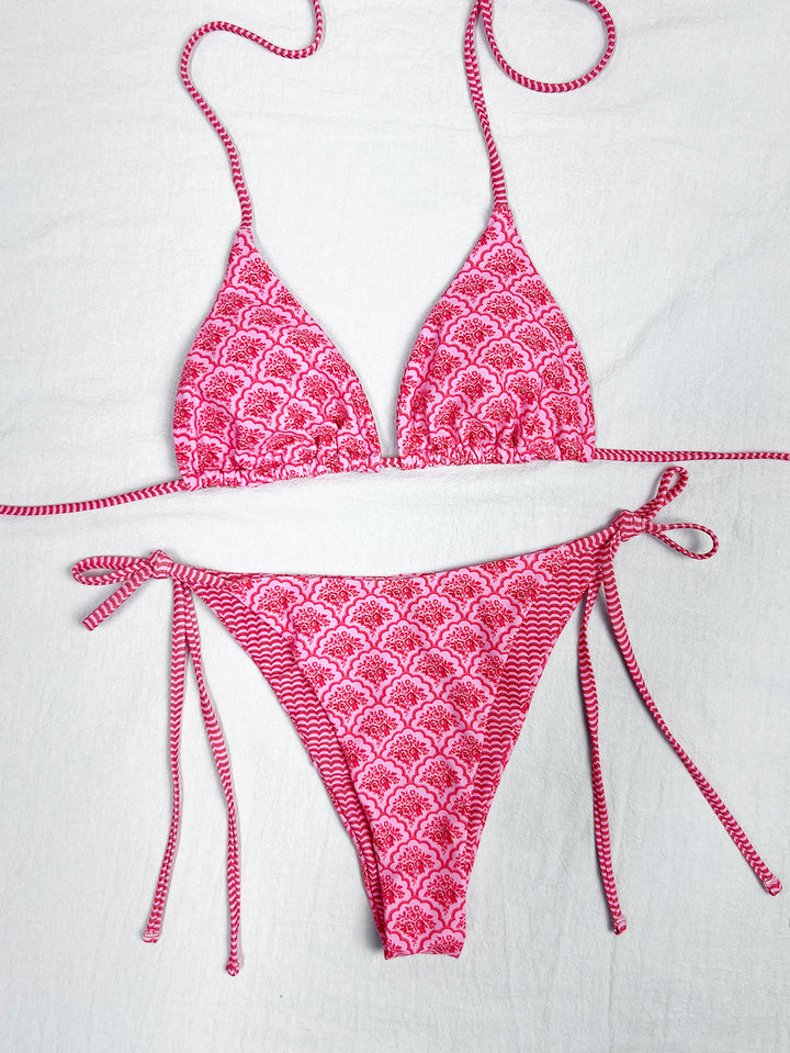 Damen Triangel-Bikini mit verspieltem Palmenmuster Drune