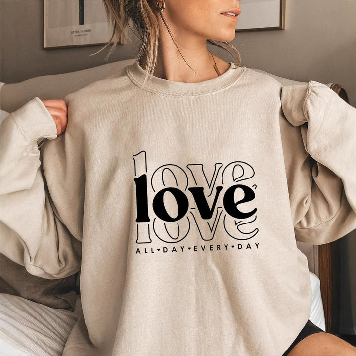 Damen Sweatshirt mit voluminösen Ärmeln und modernem Love-Print Drune