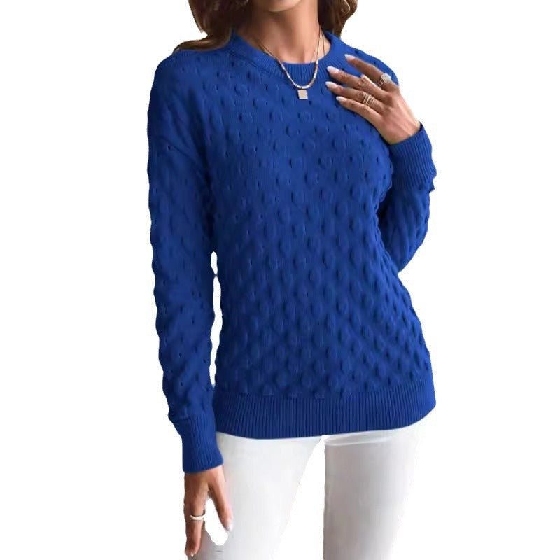 Damen Feinstrickpullover mit dekorativem Lochmuster und lässigem Schnitt Drune