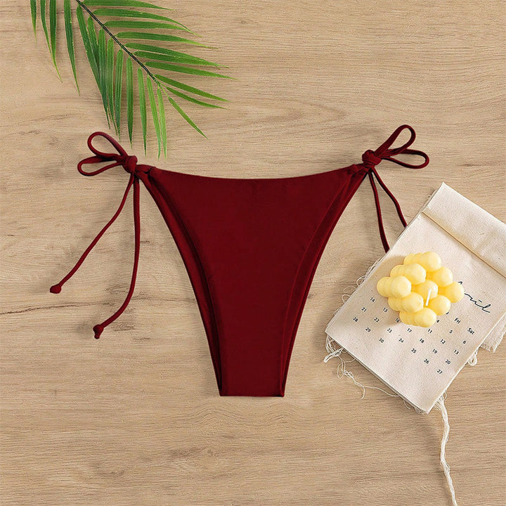 Damen Hoch geschnittene Bikini-Hose mit verstellbaren Bindebändern Drune