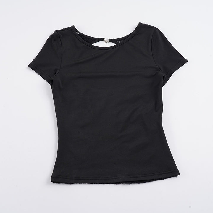 Damen figurbetontes T-Shirt mit elegantem Rückendetail Drune
