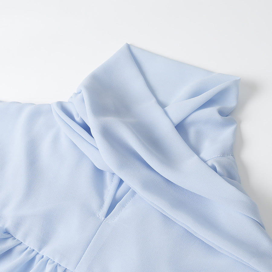 Damen elegante Bluse mit voluminösen Rüschen und asymmetrischem Schnitt Drune