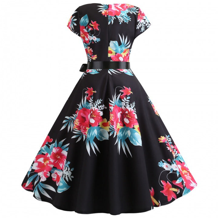 Damen Midikleid mit floralem Design und tailliertem Schnitt Drune