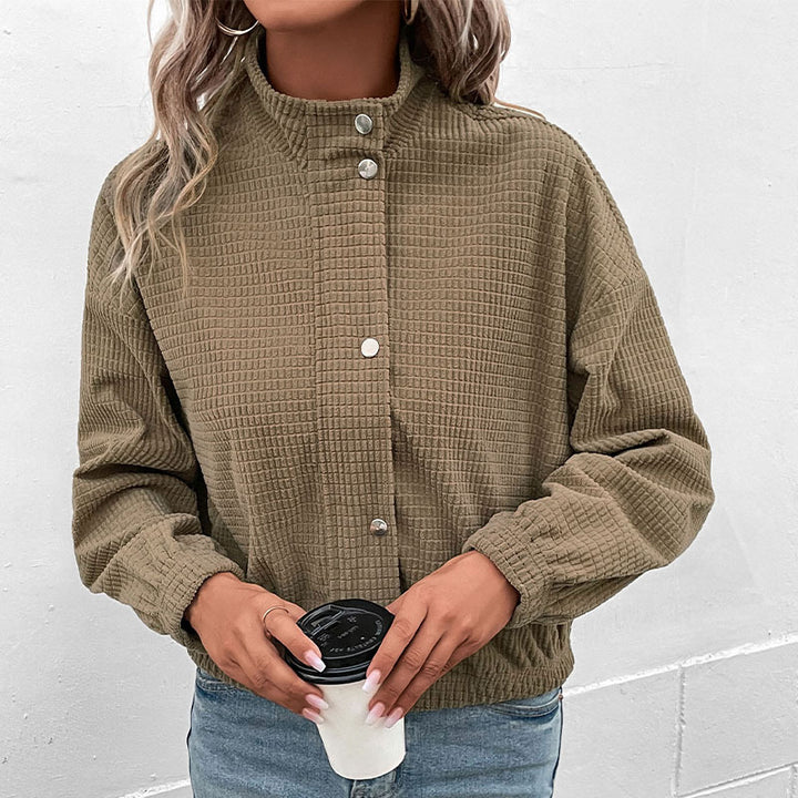 Damen lässige Kapuzenjacke aus strukturiertem Material mit Reißverschluss Drune