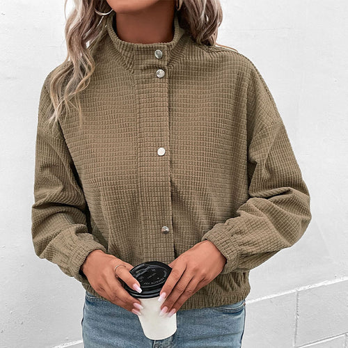 Damen lässige Kapuzenjacke aus strukturiertem Material mit Reißverschluss Drune
