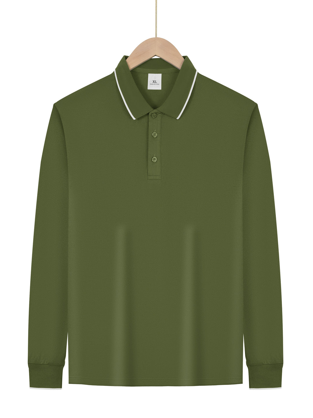 Herren nan langärmeliges Piqué-Poloshirt mit Kontrastpaspel am Kragen und Bündchen Drune