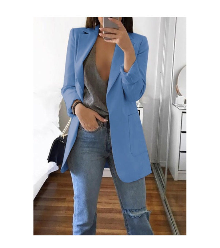 Damen eleganter Blazer mit tailliertem Schnitt und praktischen Taschen Drune