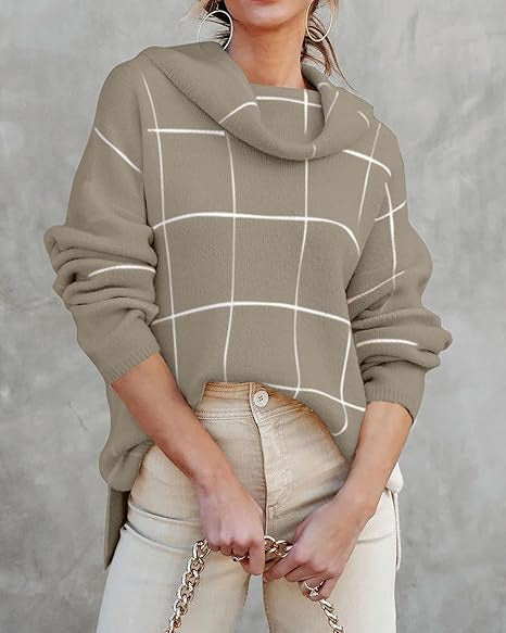 Damen Kariertes Hoodie mit Taschen und lässigem Schnitt Drune