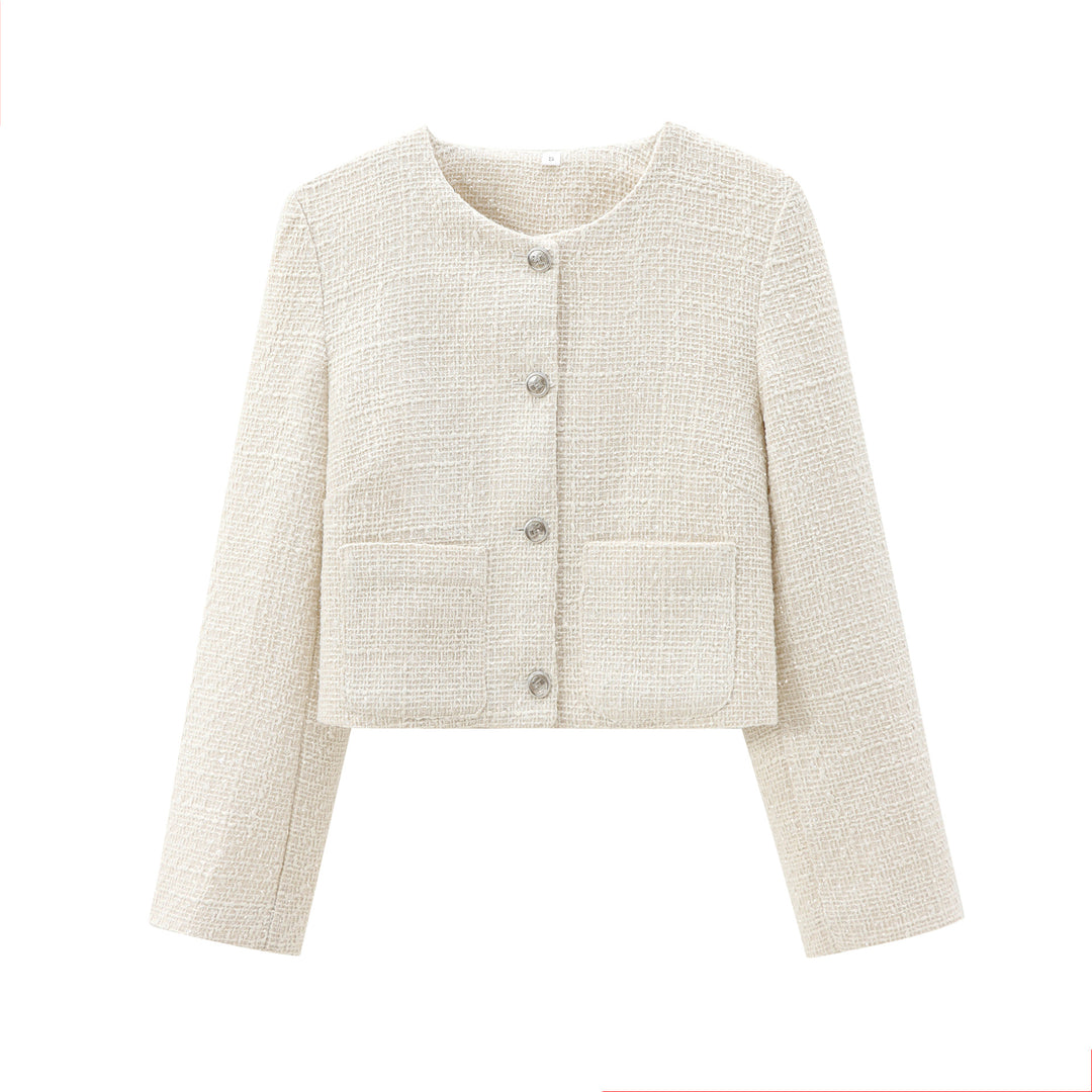 Damen kurz geschnittene Designer-Jacke mit strukturiertem Stoff Drune