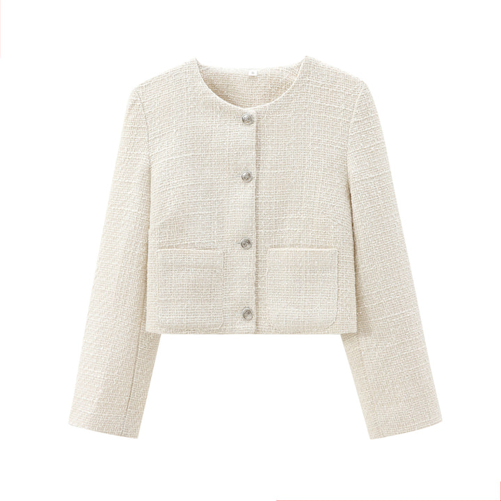 Damen kurz geschnittene Designer-Jacke mit strukturiertem Stoff Drune