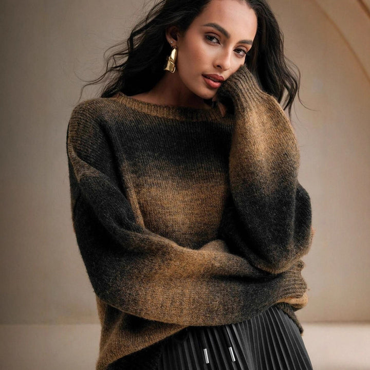 Damen Grob gestrickter Pullover mit sanftem Farbverlauf Drune