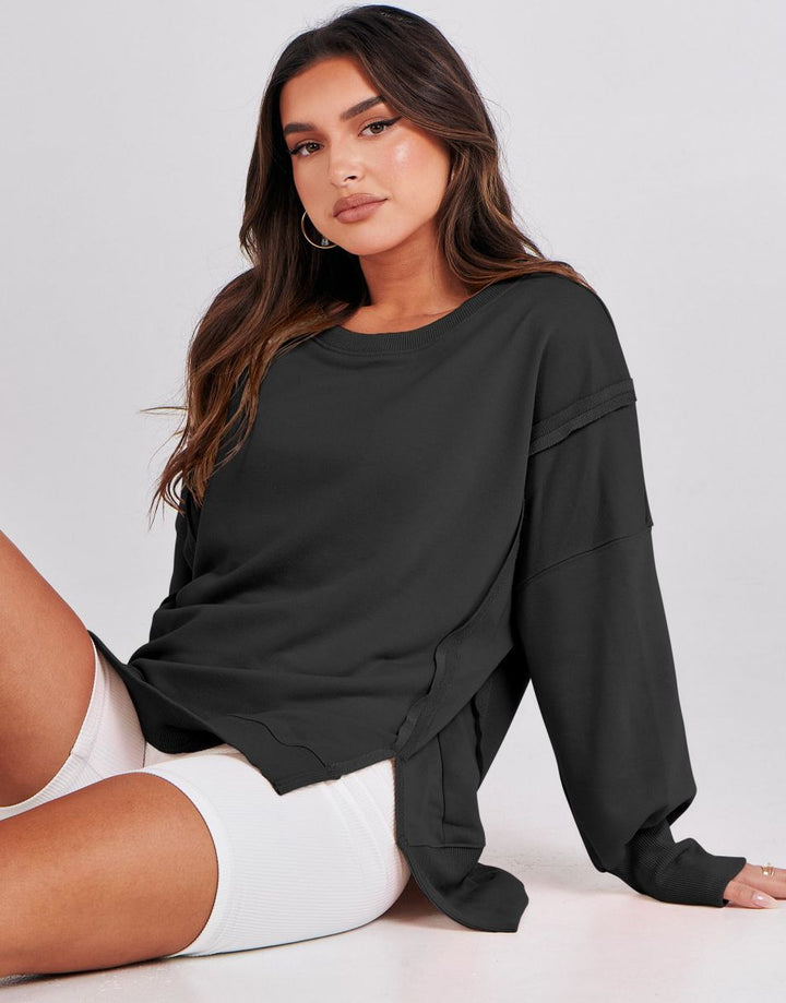 Damen lässiger oversized Sweatshirt mit Raglanärmeln Drune