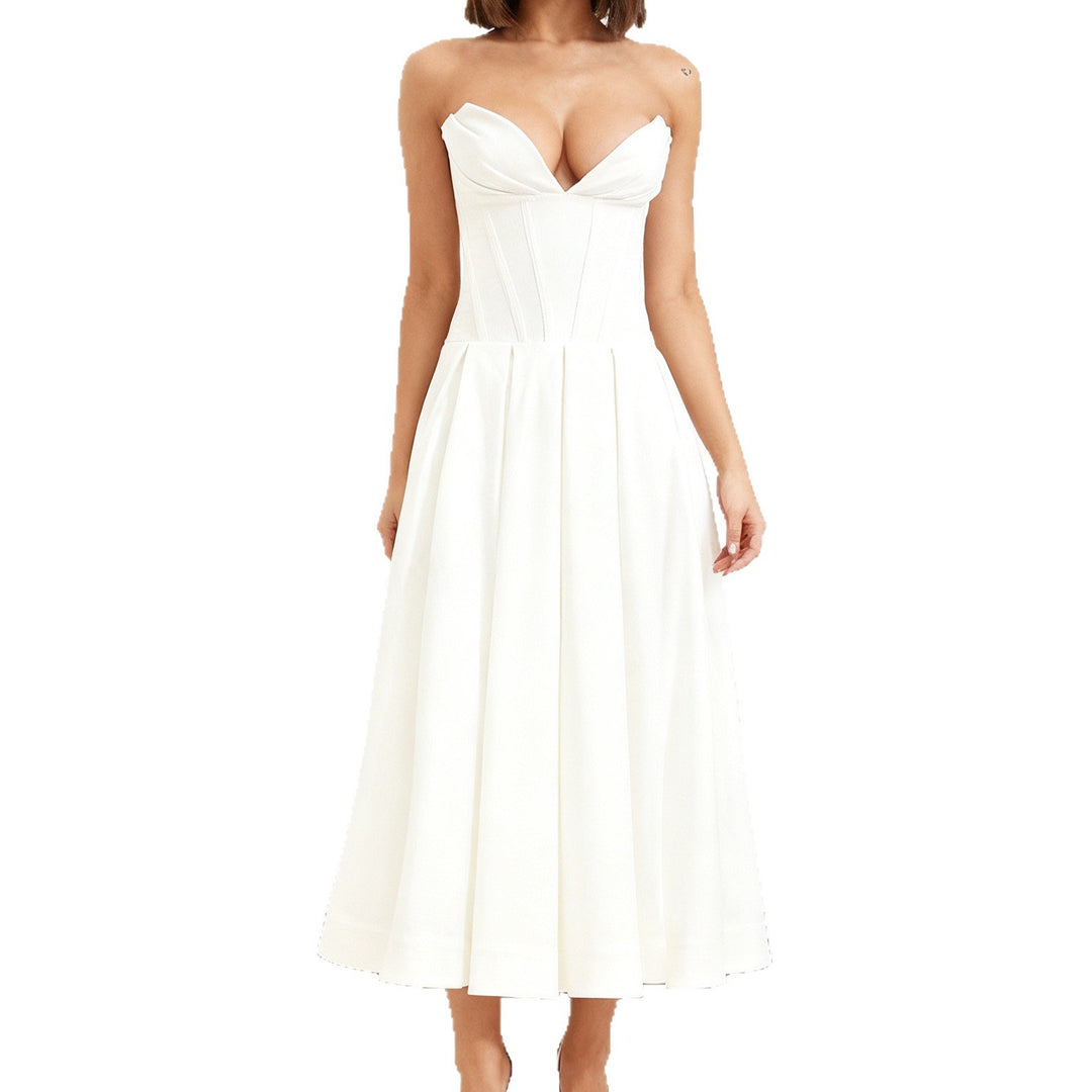 Damen Elegant geschnittenes Korsettkleid mit schwingendem Rock Drune