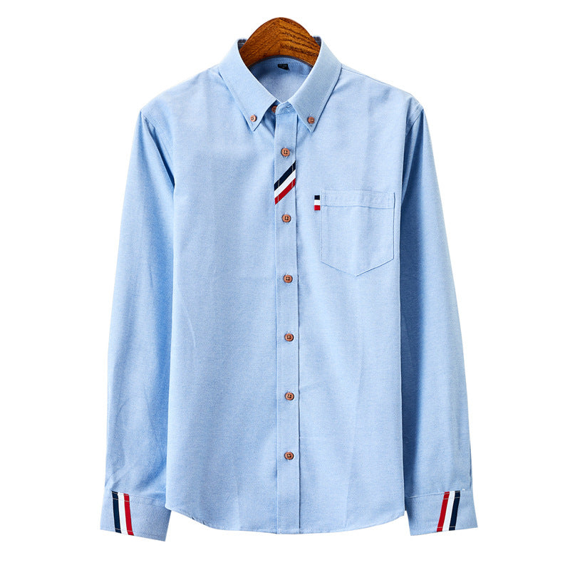 Herren nan modernes Oxford-Hemd mit Button-Down-Kragen, Brusttasche und dezenter Streifenverzierung Drune