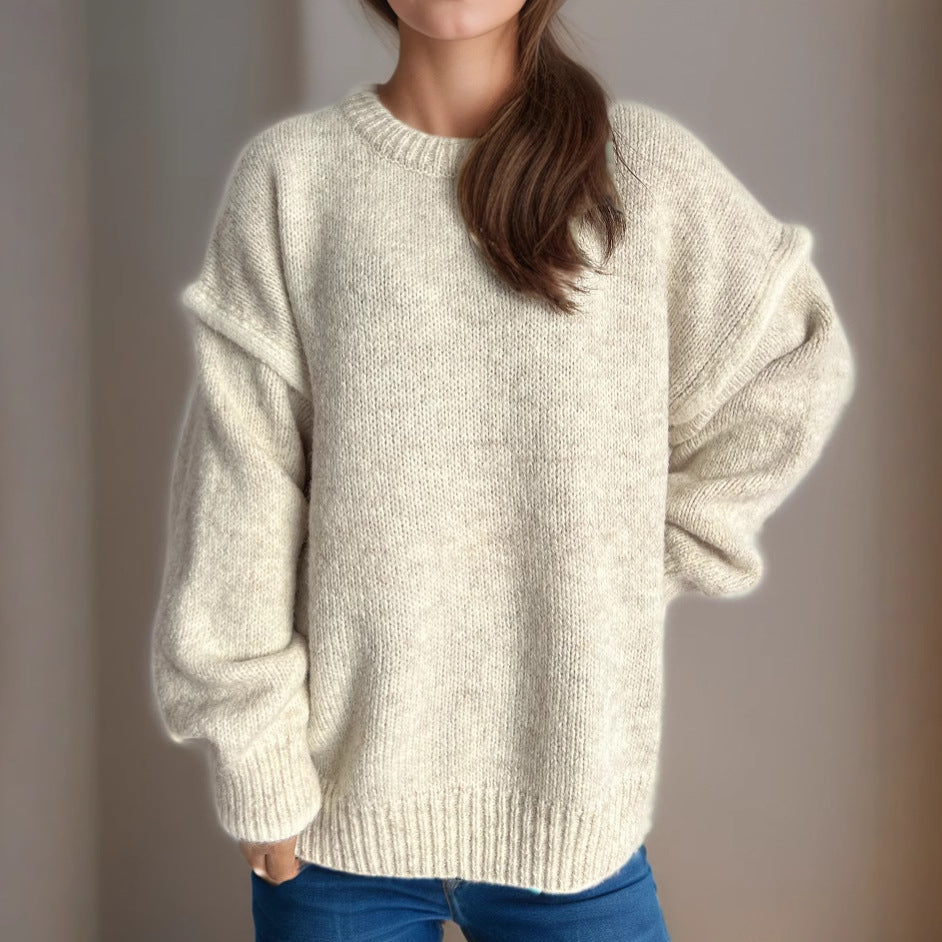 Damen Grobstrickpullover mit lässigem Schnitt und strukturiertem Design Drune