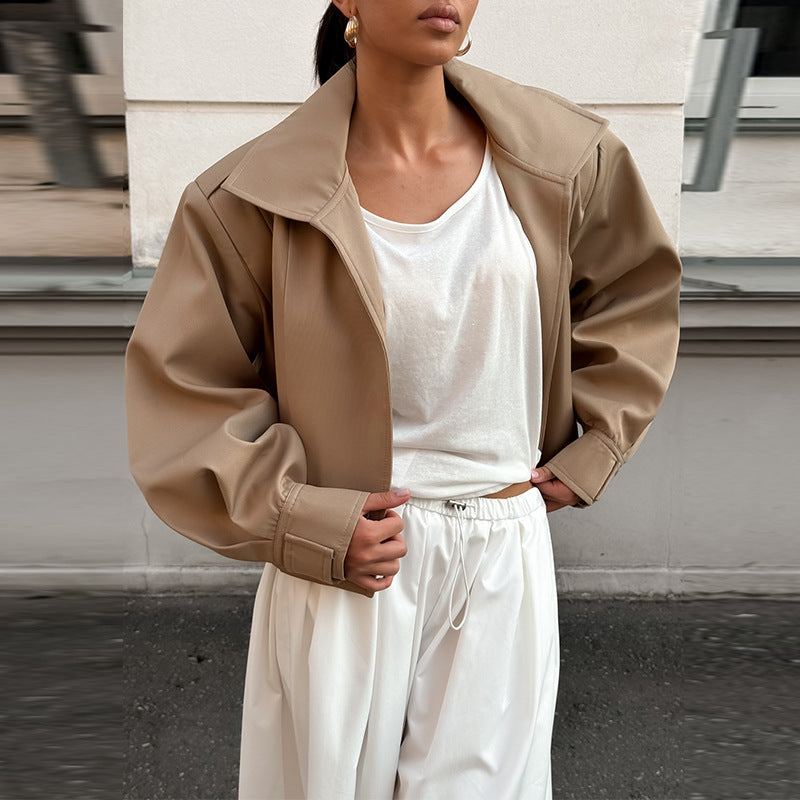 Damen cropped Jacke mit überschnittenen Schultern Drune