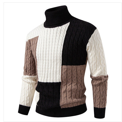 Herren modischer Strickpullover mit strukturiertem Zopfmuster und Stehkragen Drune