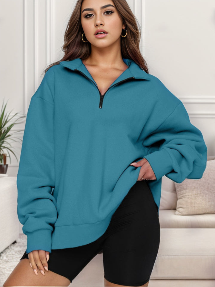 Damen Oversized Sweatshirt mit Stehkragen Drune