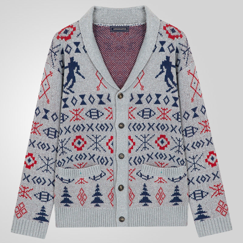 Herren Strickjacke mit exklusivem Norweger-Muster und praktischen Taschen Drune