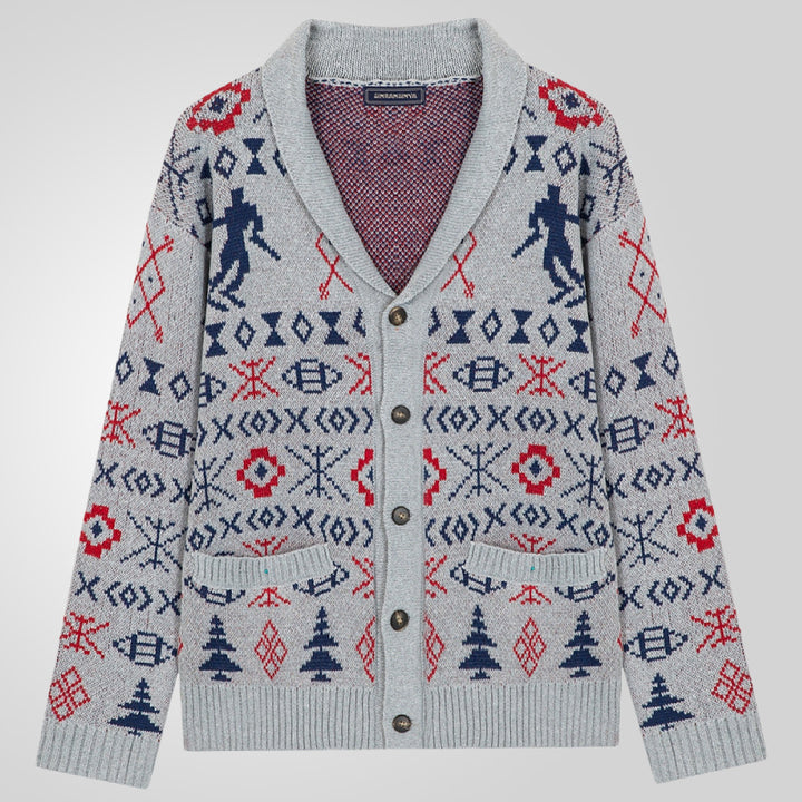 Herren Strickjacke mit exklusivem Norweger-Muster und praktischen Taschen Drune
