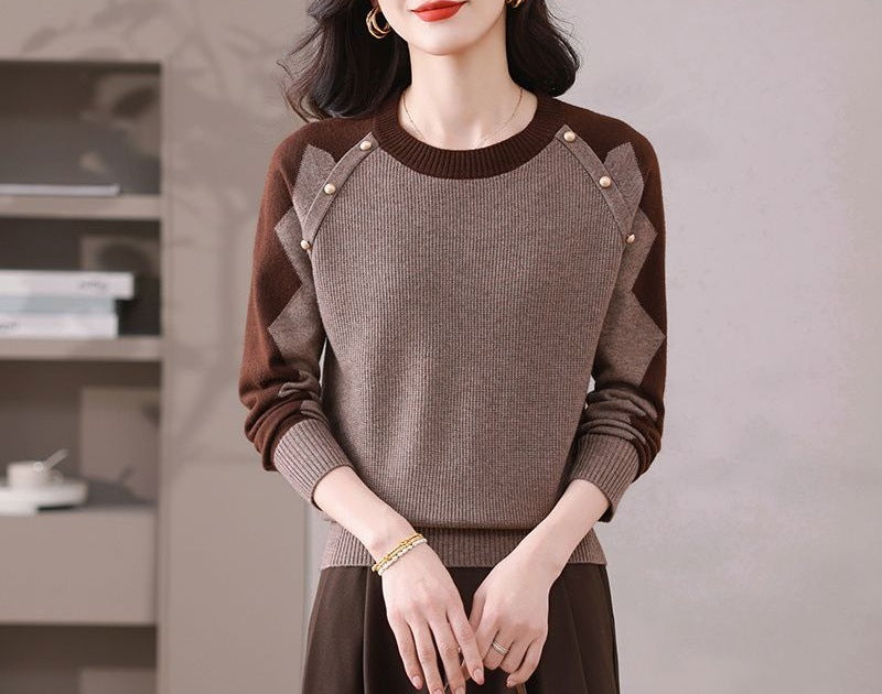 Damen lässiger Pullover mit auffälligen Applikationen Drune