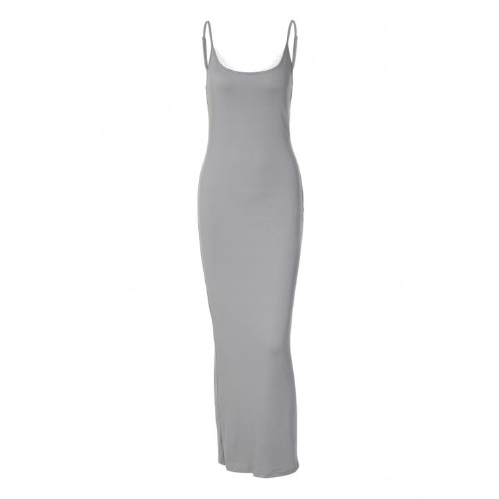 Damen Elegantes langes Kleid mit Spaghettiträgern und femininer Silhouette Drune