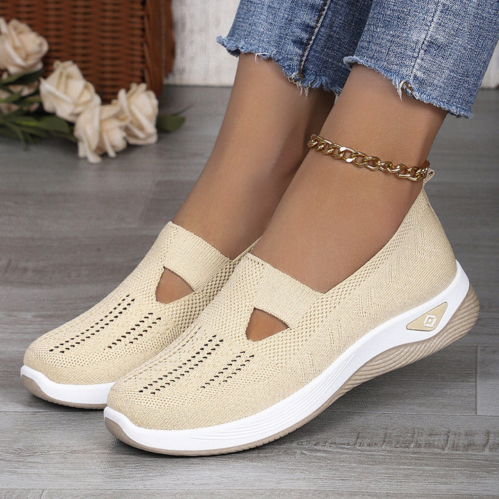 Damen nan leichte atmungsaktive Strickslipper mit Memoryschaum und rutschfester Laufsohle Drune