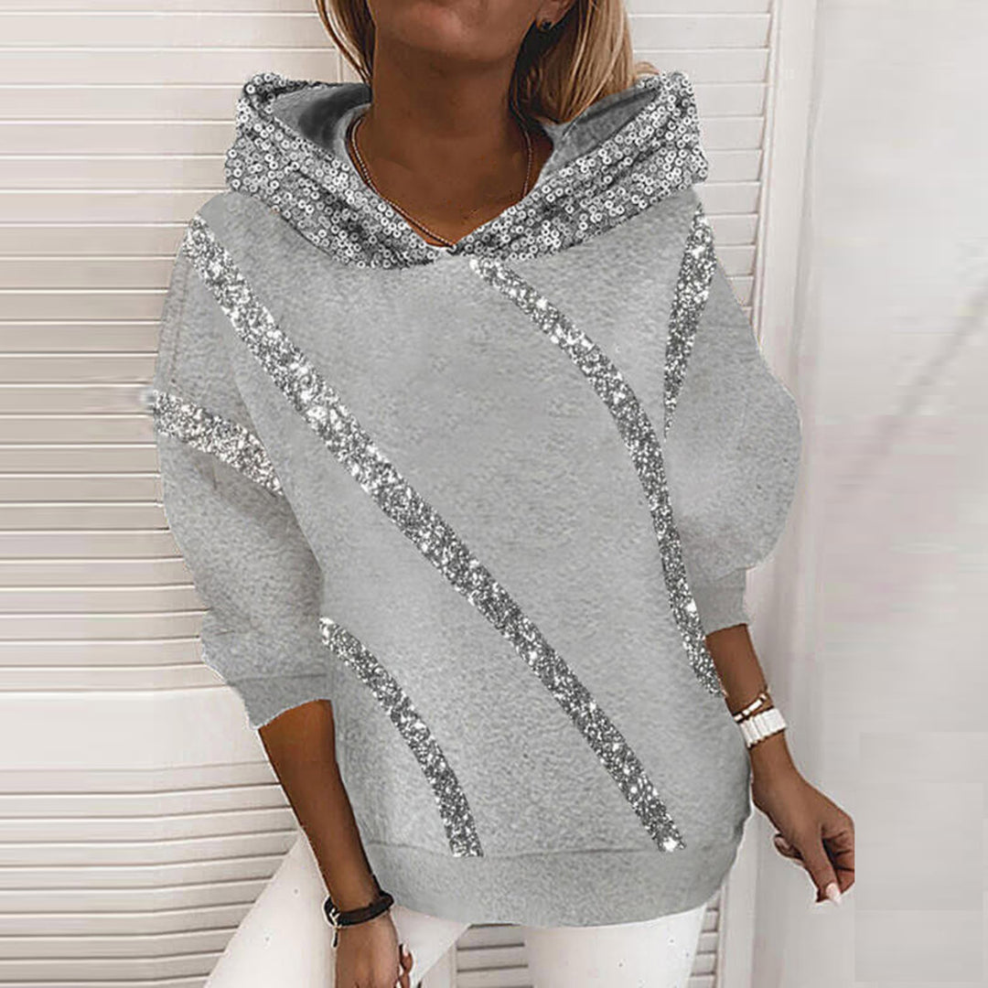 Damen Glitzernder Kapuzenpullover mit lässigem Schnitt und gemütlicher Passform Drune