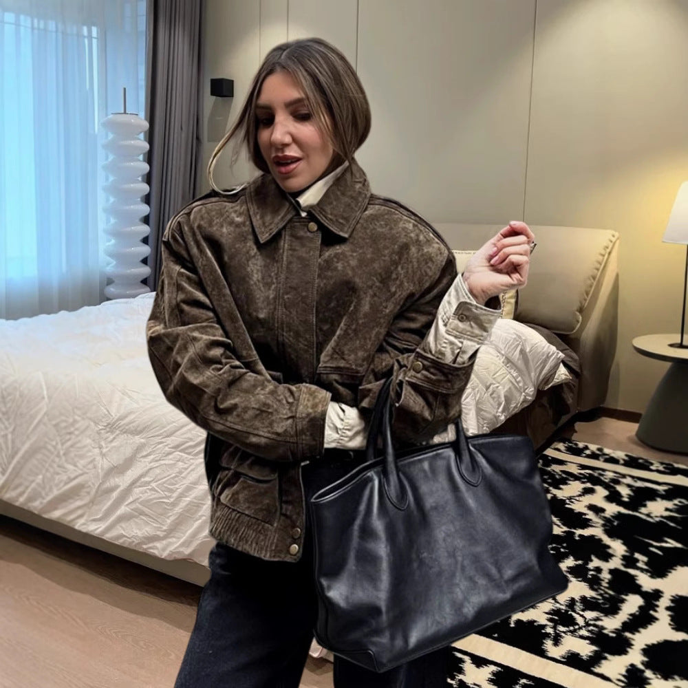 Damen stylische Utility-Jacke mit Gürtel und praktischen Taschen Drune