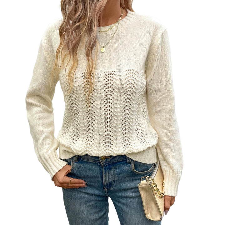 Damen Strickpullover mit elegantem Lochmuster Drune