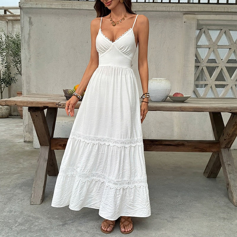 Damen Elegantes Maxikleid mit Crinkle-Beauty und Rüschendetails Drune