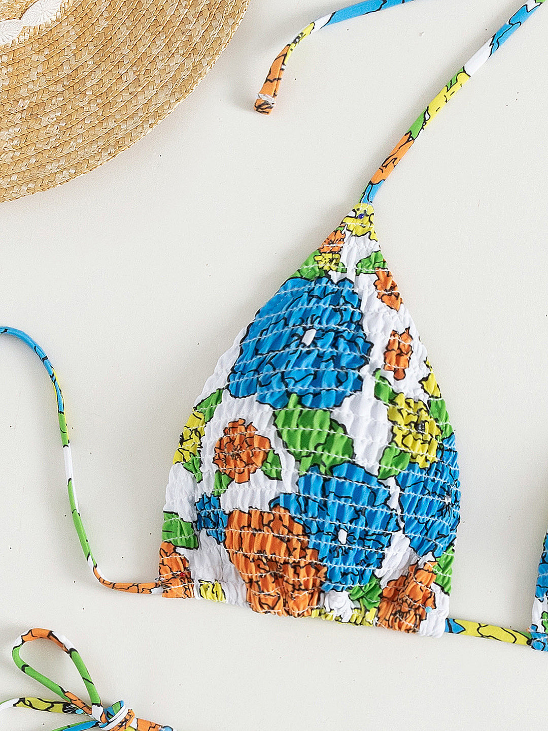 Damen Triangel-Bikini mit verspieltem Raff-Design Drune