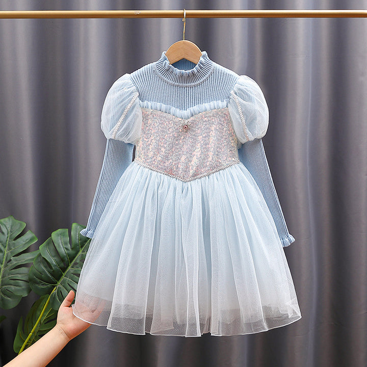 Mädchen festliches Tüllkleid mit glitzernden Applikationen und Rüschen Drune