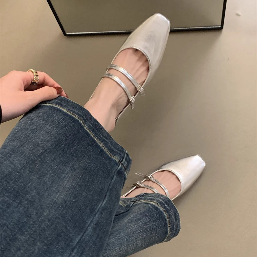 Damen elegante Mary Jane Ballerinas mit modischem Doppelriemen und komfortablem Fußbett Drune