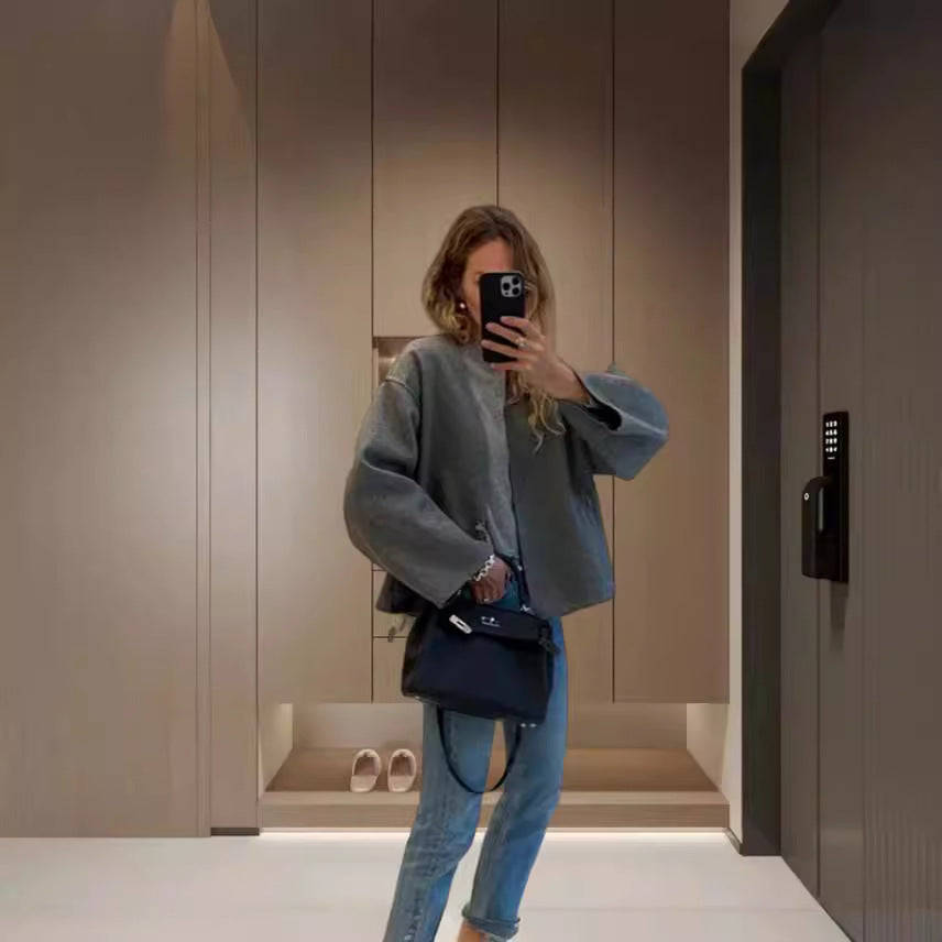 Damen oversized Wolljacke mit elegantem Schnitt und lässigem Look Drune