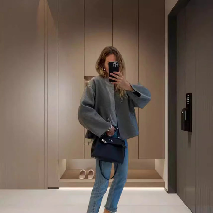 Damen oversized Wolljacke mit elegantem Schnitt und lässigem Look Drune