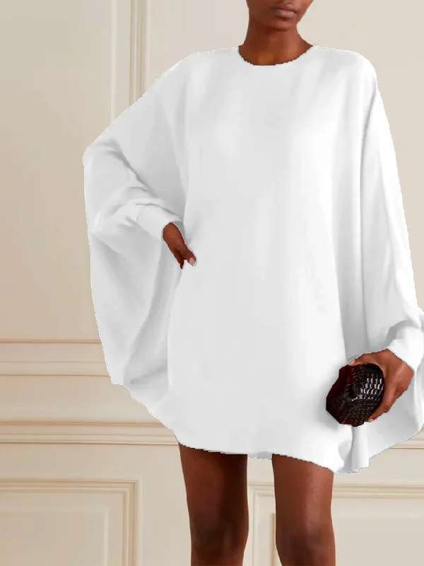 Damen Oversized Kleid mit schwingendem Saum und weit geschnittenen Ärmeln Drune