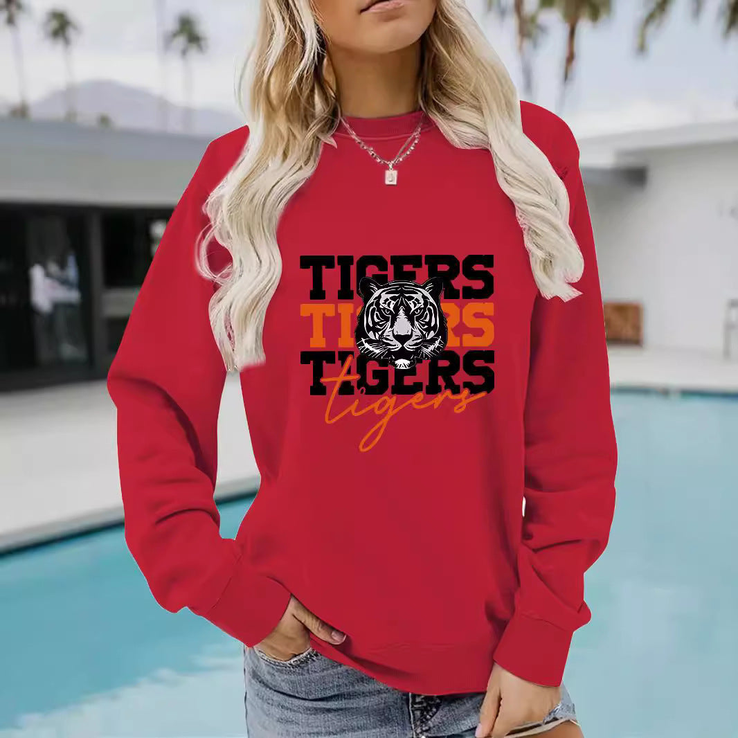Damen Sweatshirt mit animalistischem Tiger-Design und lässigem Schnitt Drune
